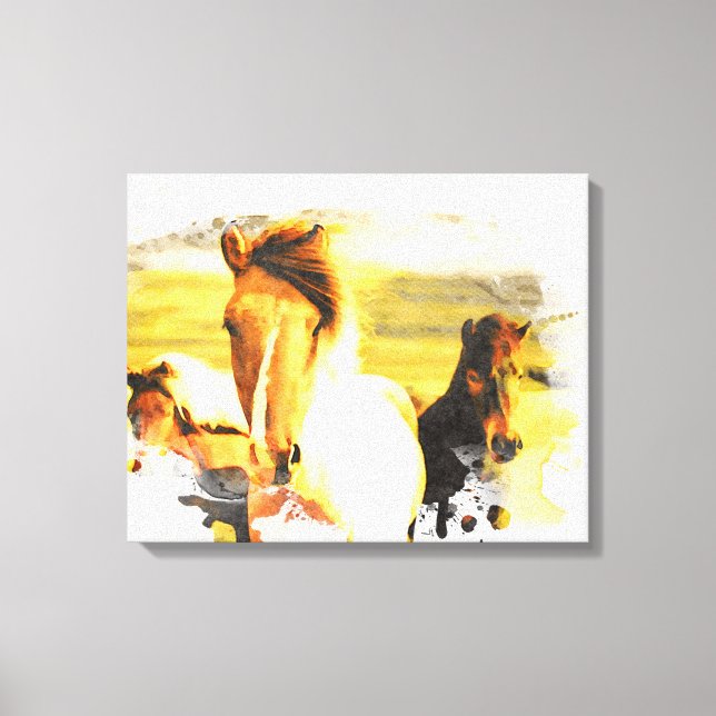 Toile *~* Art 3 Chevaux - Montagnes Mustangs AR22 Equine (Recto)