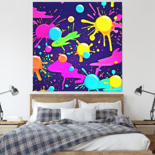 Toile Art à éclaboussure couleur néon