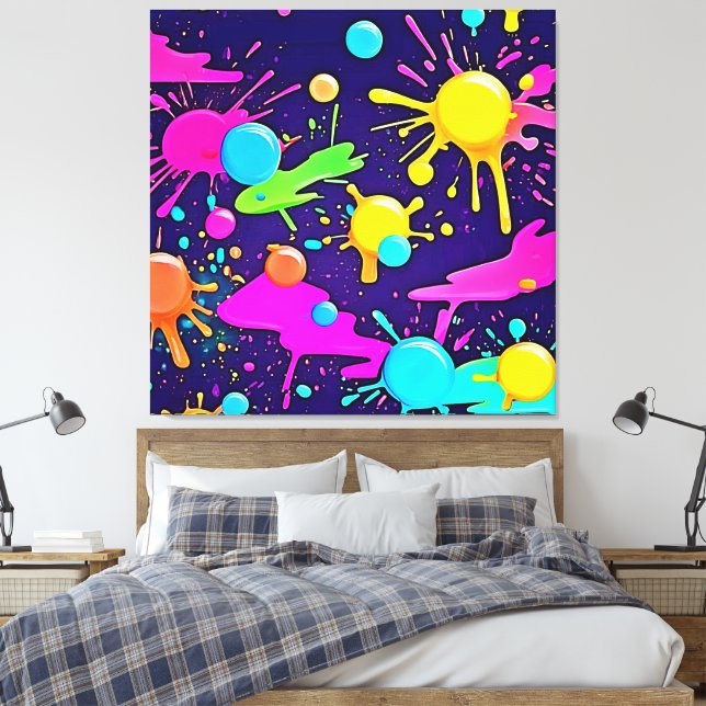 Toile Art à éclaboussure couleur néon (Insitu(Chambre))