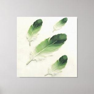 Toile Art à l'huile de plume verte texturée impasto mode