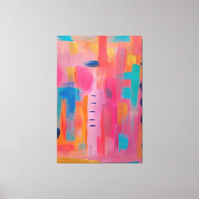 Toile Art Abstrait audacieux en rose et bleu (Recto)