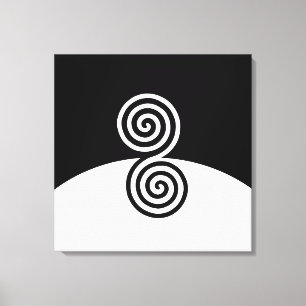 Toile Art abstrait avec des cercles en spirale en noir e