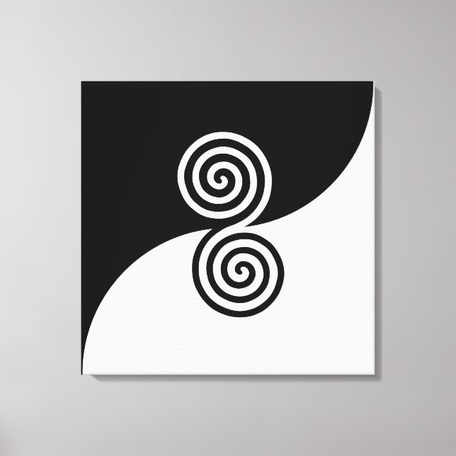 Toile Art abstrait avec des cercles en spirale en noir e (Recto)