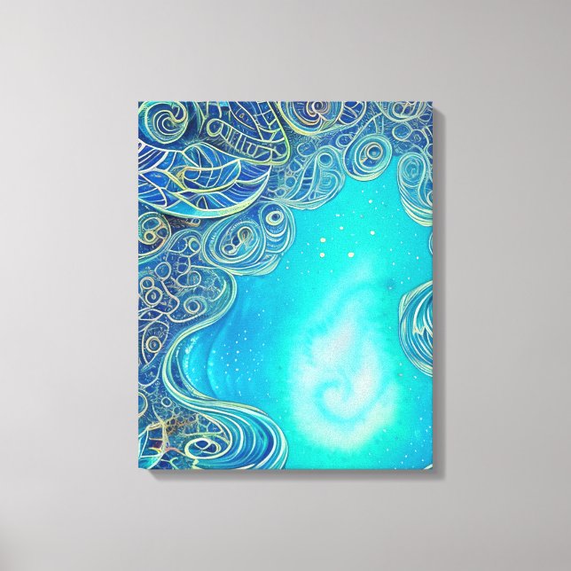 Toile Art Abstrait bleu et Turquoise (Recto)