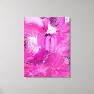 Toile Art abstrait coup de pinceau rose violet blanc