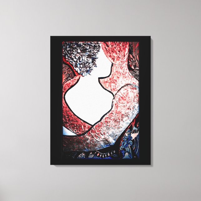 Toile Art Abstrait couple interracial dans l'amour embra (Recto)