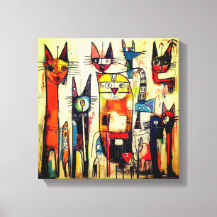 Toile Art abstrait de chat coloré