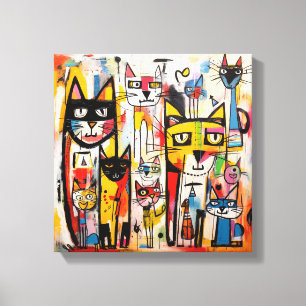 Toile Art abstrait de chat coloré nouveau