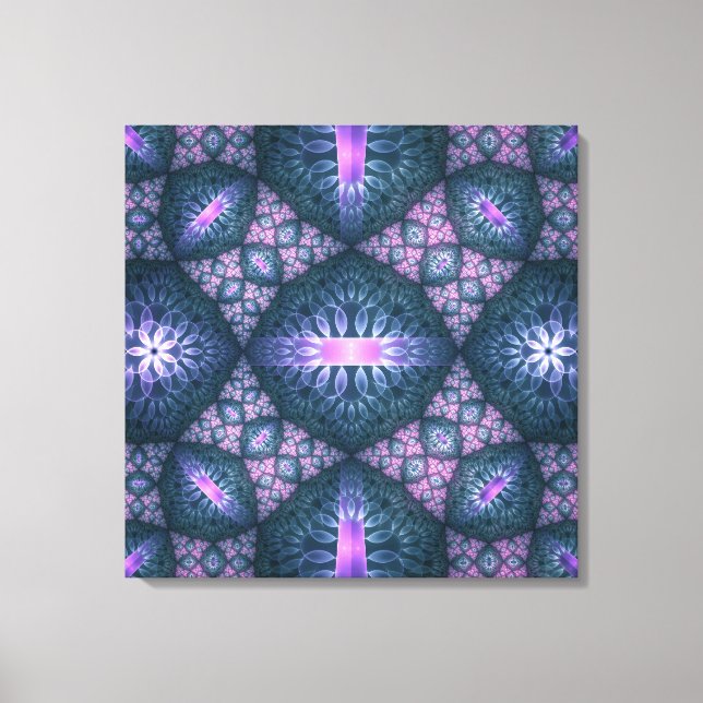 Toile Art abstrait de fractale 3D motif bleu violet rose (Recto)