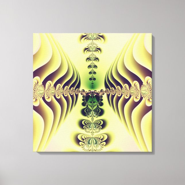 Toile Art abstrait de symétrie fractale vert citron (Recto)