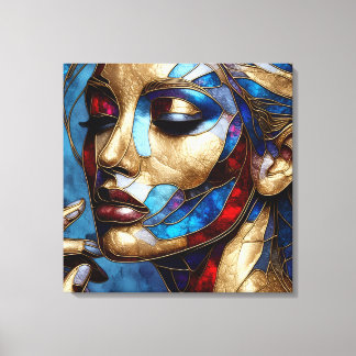 Toile Art Abstrait en vitrail du visage d'une femme