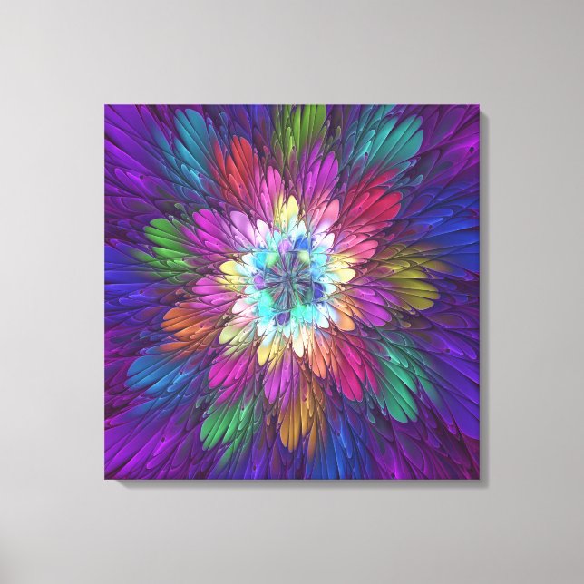 Toile Art abstrait fractal de fleurs psychédéliques colo (Recto)