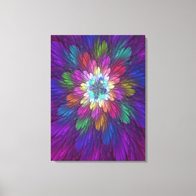 Toile Art abstrait fractal de fleurs psychédéliques colo (Recto)