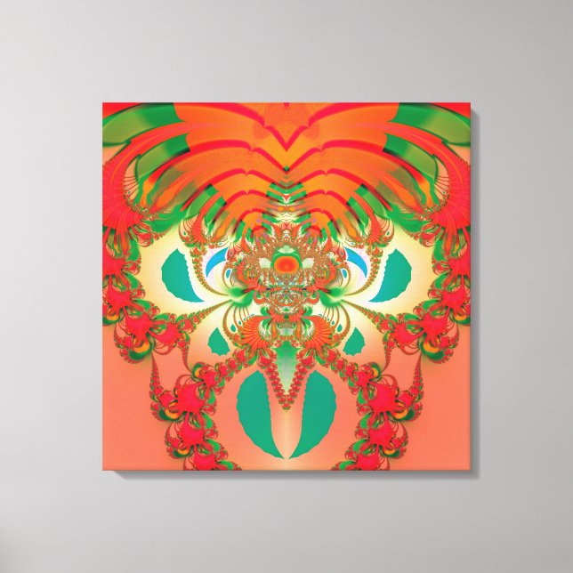 Toile Art abstrait fractal de hibou rouge (Recto)