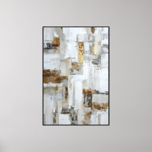 Toile Art abstrait géométrique beige, gris et or – Couch