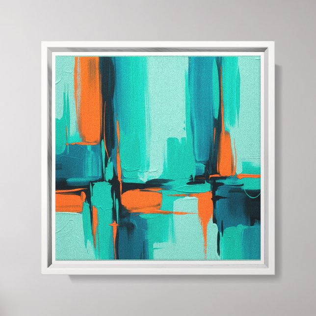 Toile Art Abstrait Gras - Orange, Turquoise & Dee (Recto)