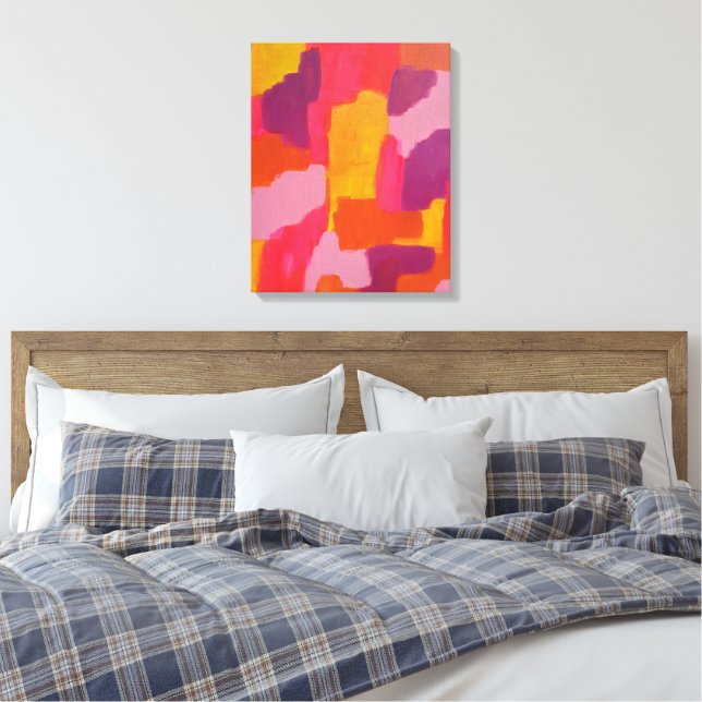 Toile Art abstrait gras rose et jaune  (Insitu(Chambre))