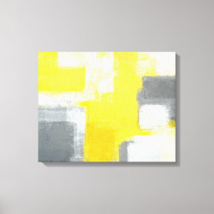 Toile Art abstrait gris et jaune "trébuché"