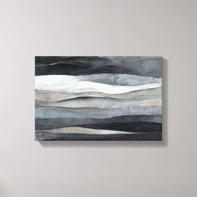 Toile Art abstrait gris vagues grises (Recto)