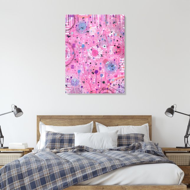 Toile Art abstrait maximaliste rose  (Insitu(Chambre))