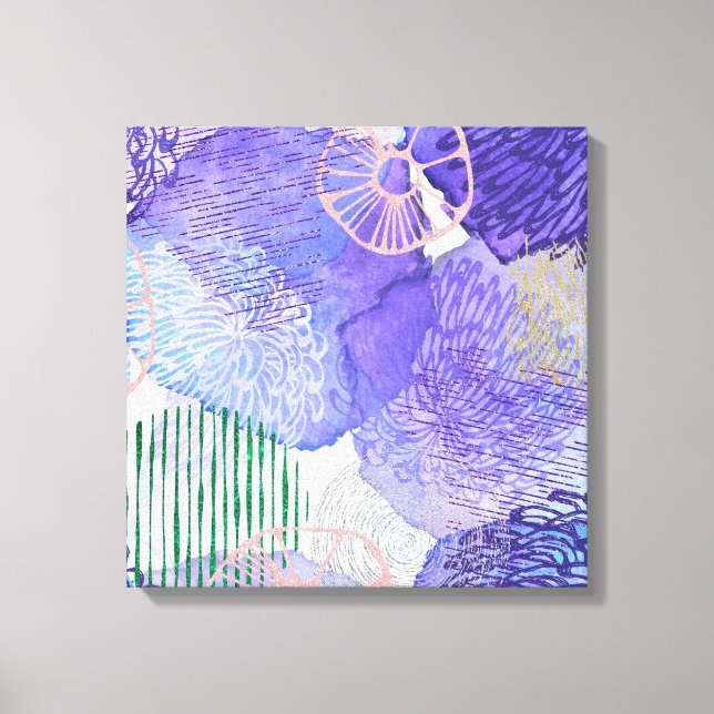 Toile Art abstrait moderne bleu et violet (Recto)