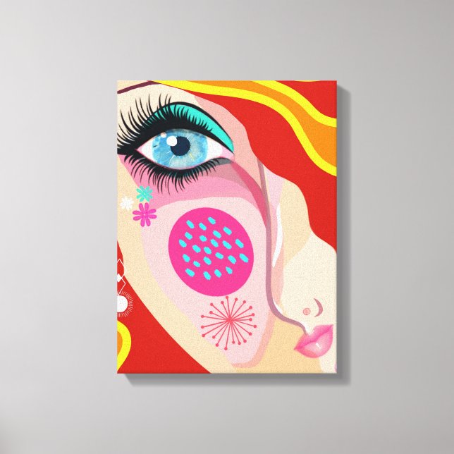 Toile Art abstrait moderne et fantaisiste du visage (Recto)