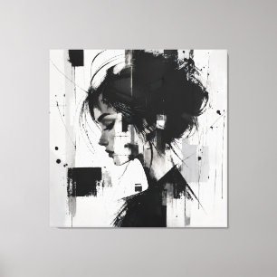 Toile Art abstrait noir et blanc 