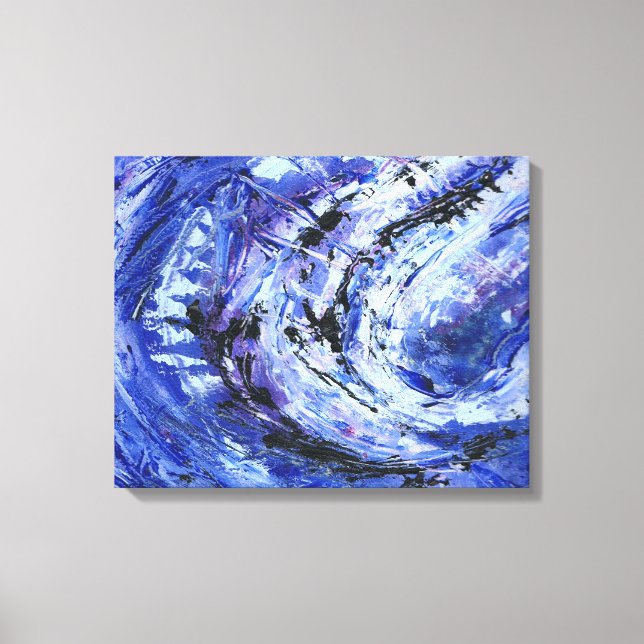Toile Art abstrait 'Nuances de bleu' (Recto)