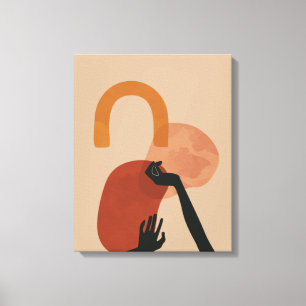 Toile Art Abstrait Peint À La Main - Boho, Tons Terre