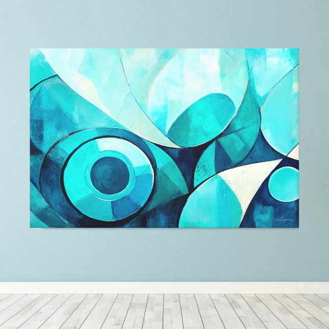 Toile Art abstrait peint en bleu 02 (Insitu (Plancher de Bois))