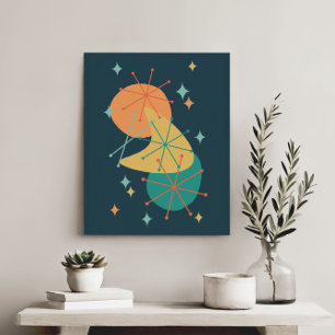 Toile Art Abstrait rétro de l'ère atomique du milieu du