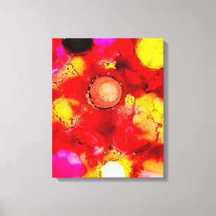 Toile Art Abstrait rose jaune rouge et rose