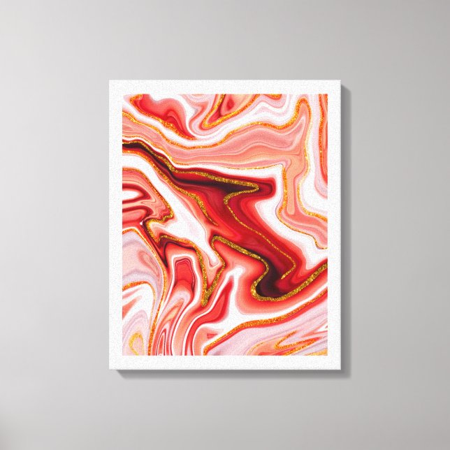 Toile Art abstrait rouge et or vibrant (Recto)