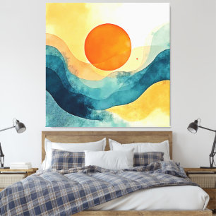 Toile Art Abstrait Sunset Waves