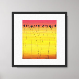 Toile Art africain, coucher de soleil d'été tropical