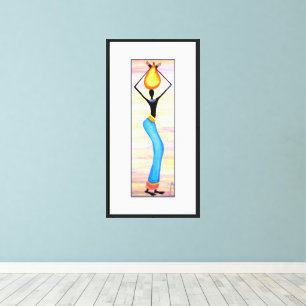 Toile Art Africain, Élégante Femme, Vendeur D'Huile De C