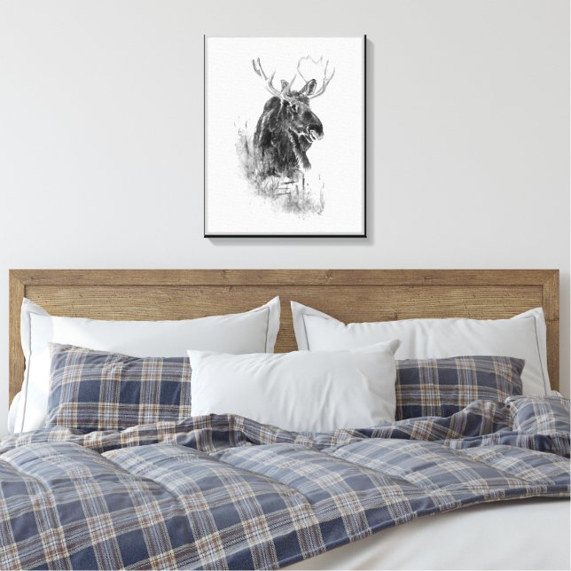 Toile Art animalier aquarelle élan faune (Insitu(Chambre))
