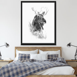 Toile Art animalier aquarelle élan faune
