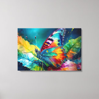 Toile Art aquarelle abstrait papillon coloré