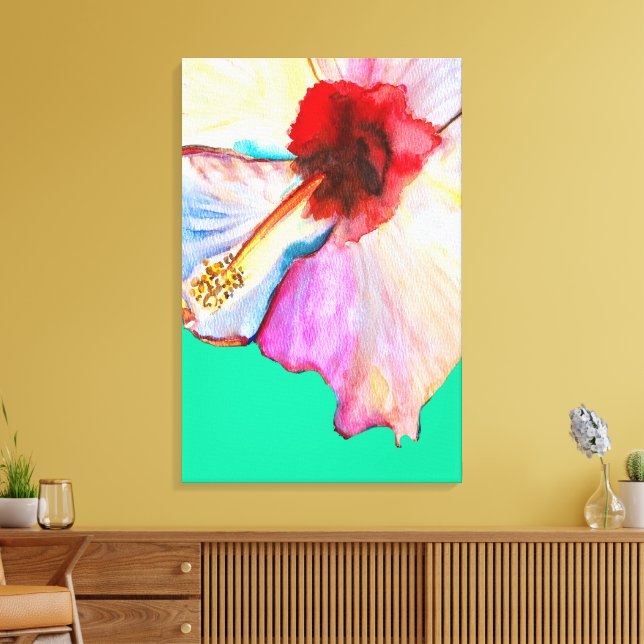Toile art aquarelle d'hibiscus d'été (Insitu(Salon))