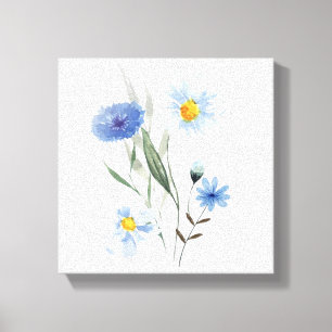 Toile Art aquarelle florale bleue Élégantes fleurs sau