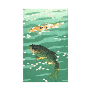 Toile Art classique vintage d'Ukiyo-e d'étang à poissons
