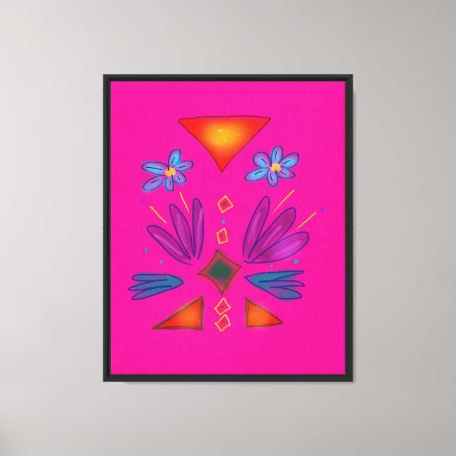 Toile Art coloré Aztec Spaceman Rose  (Recto)