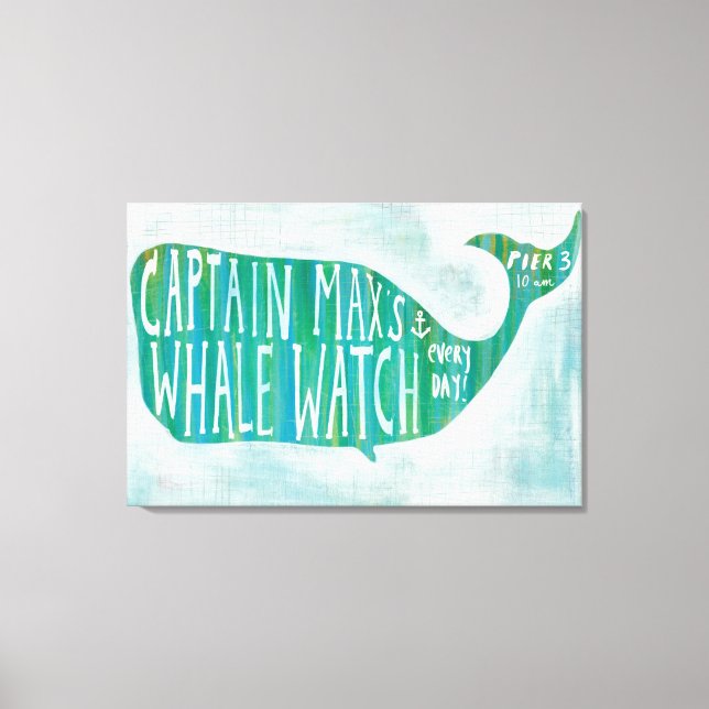 Toile Art côtier | Le capitaine Max's Whale Watch (Recto)