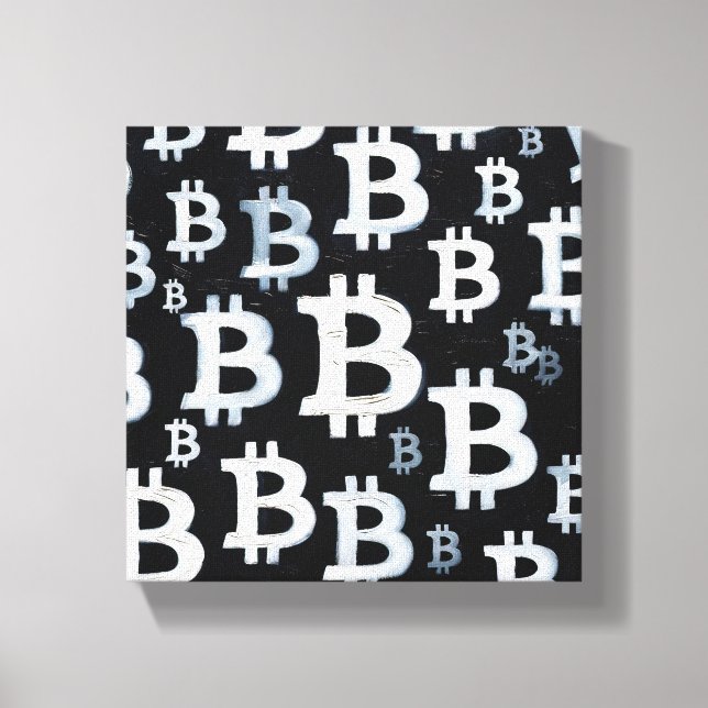 Toile Art de Bitcoin (BW #1) peinture à l'huile (Recto)
