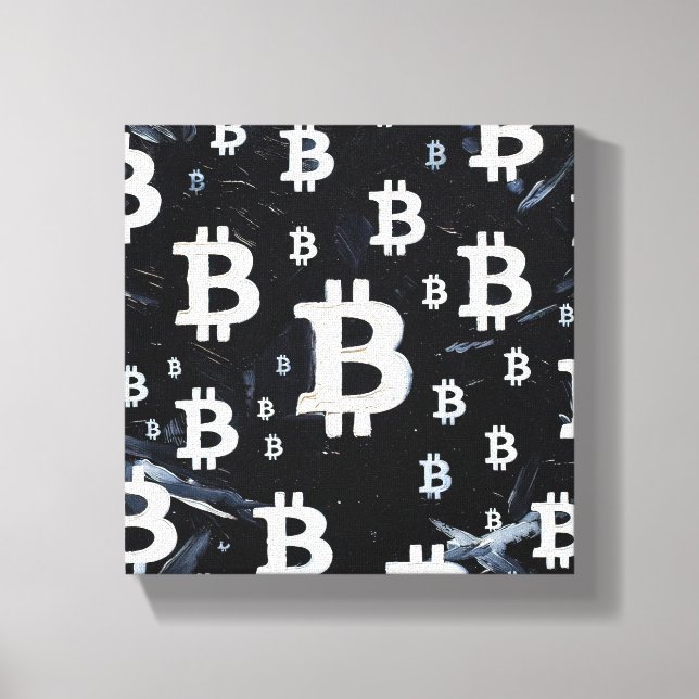 Toile Art de Bitcoin (BW #2) peinture à l'huile (Recto)