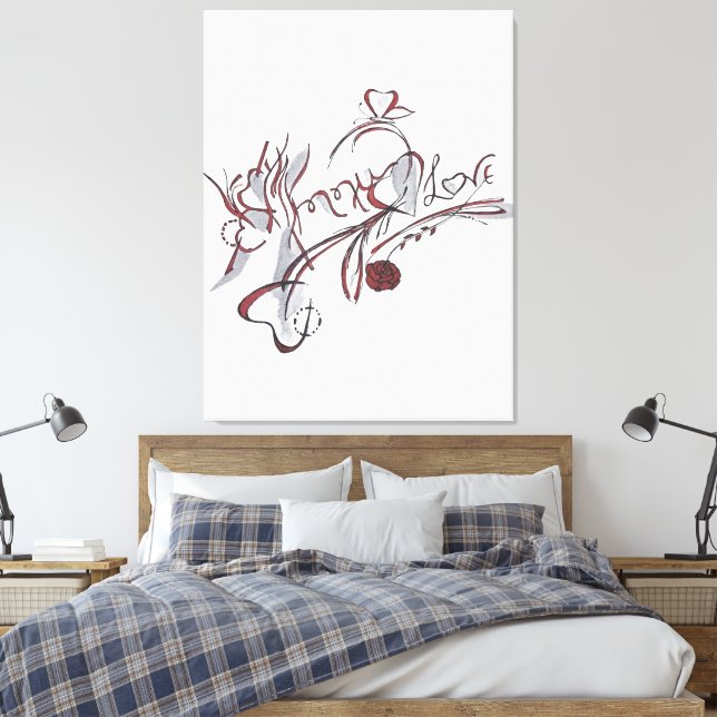 Toile art de calligraphie dessinée à la main sur mesure (Insitu(Chambre))