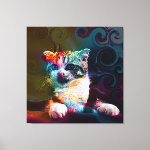 TOILE ART DE CHAT COLORÉ TENDANCE DRÔLE