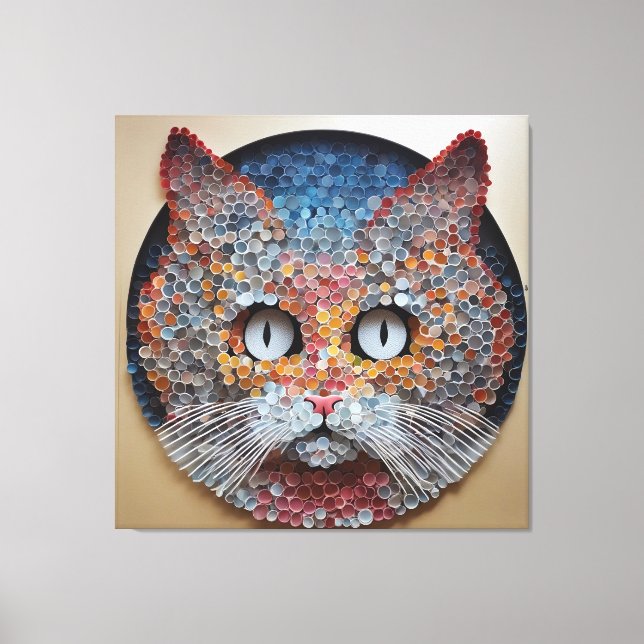 Toile Art de chat entièrement fait de cercles (Recto)