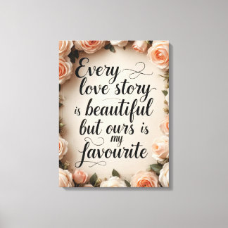 Toile Art de citation de l'histoire d'amour floral roman